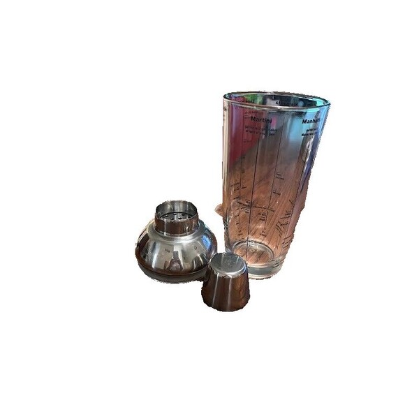 Party & Holiday Ready 20 oz Glass and Metal Cocktail Shaker w/ Recipes - Picture 7 of 7